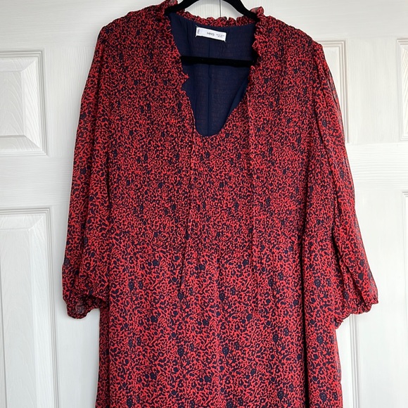 Mango Plus Printed Red & Navy Dress - Picture 2 of 3